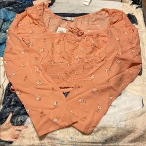 Pink floral crop top